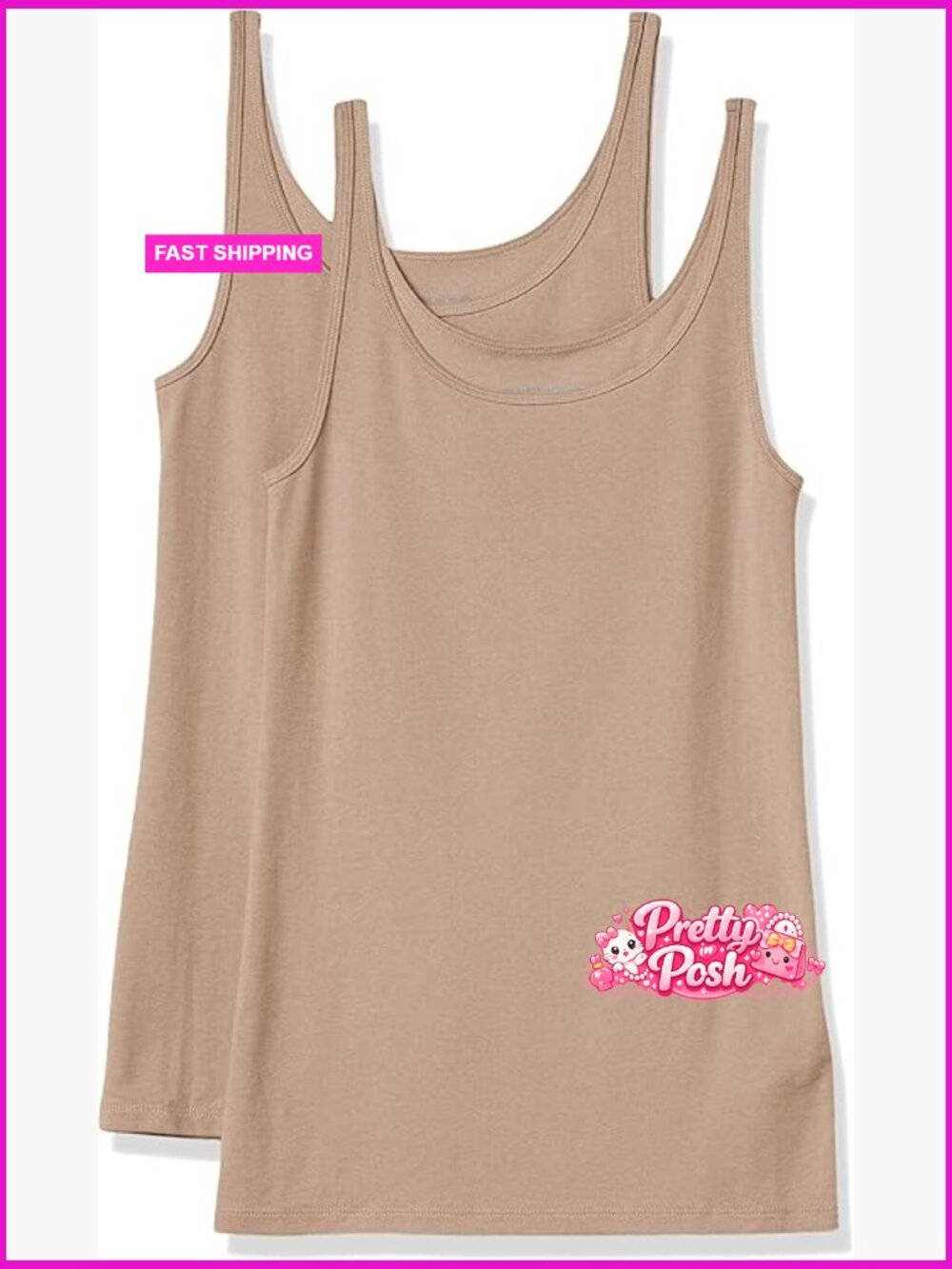 Slim-Fit Thin Strap Tank Top Cotton Modal Rib 2-Pack